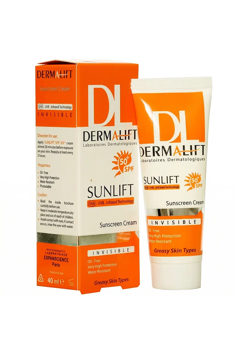 کرم ضد آفتاب بی رنگ پوست چرب درمالیفت SPF 50