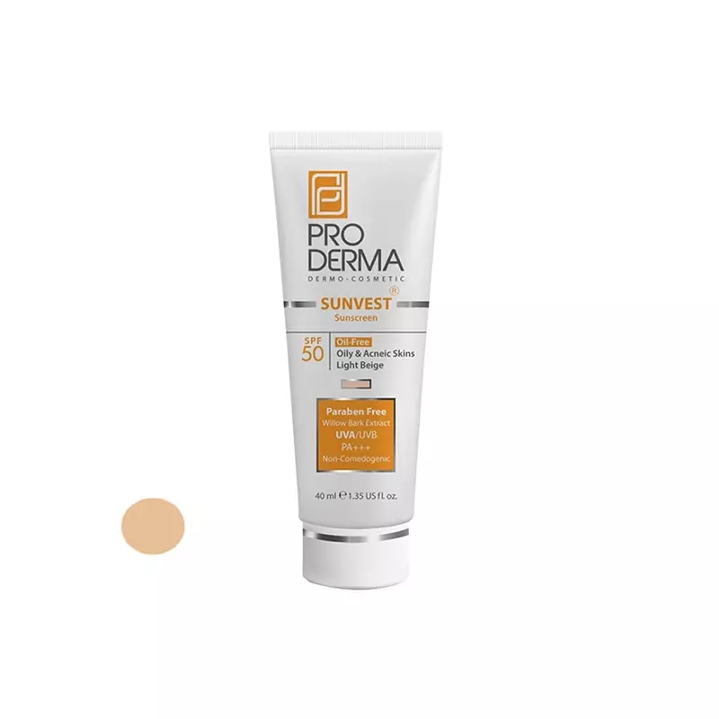 کرم ضد آفتاب ضد جوش و رنگی پرودرما (بژ روشن) SPF50