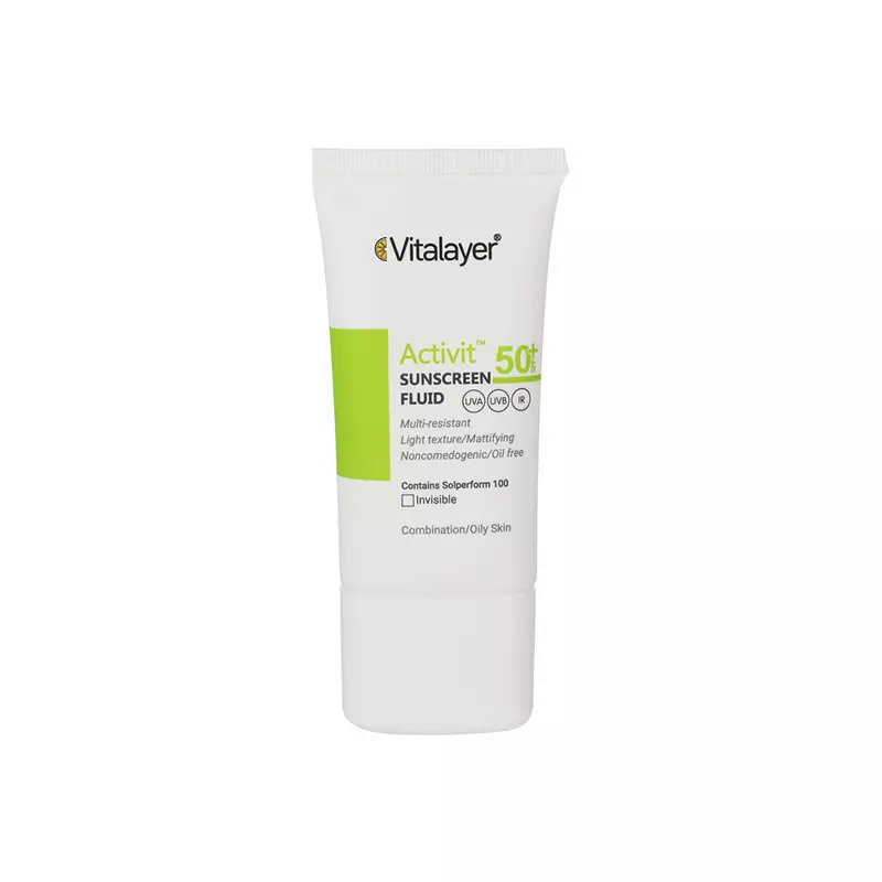 فلوئید ضد آفتاب ویتالیر اکتی ویت برای پوست چرب و آکنه‌ای SPF50