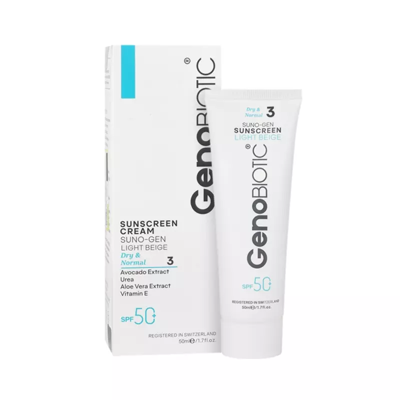 کرم ضد آفتاب آبرسان ژنوبایوتیک SPF50 (پوست خشک - بژ روشن)