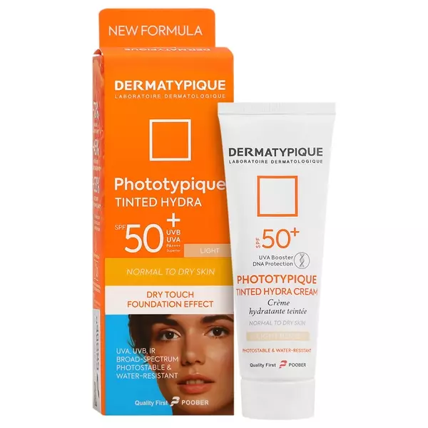 کرم ضد آفتاب آبرسان و ضدپیری درماتیپیک SPF50 (پوست خشک - بژ روشن)