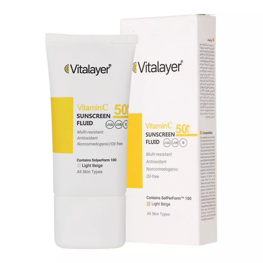 فلوئید ضد آفتاب ویتامین C ویتالیر SPF50 (بژ روشن)