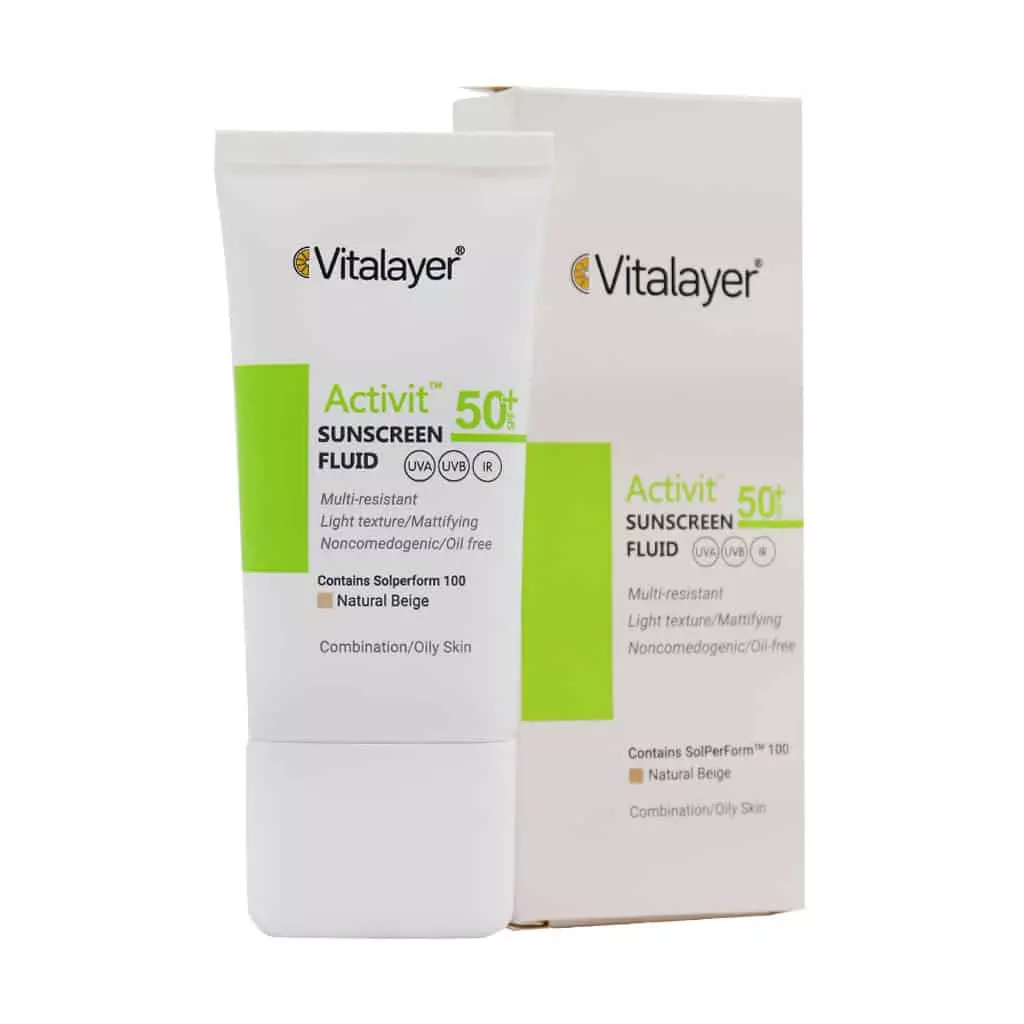 فلوئید ضد آفتاب پوست چرب ویتالیر SPF50 (بژ طبیعی)