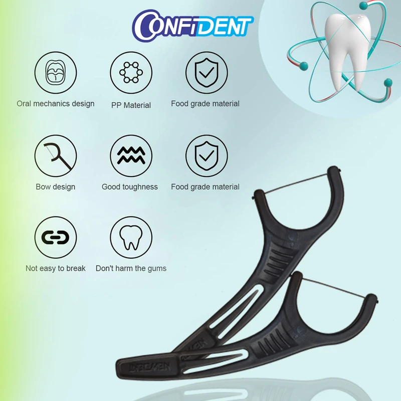 نخ دندان کمانی زغالی کانفیدنت (نخ و خلال دندان)