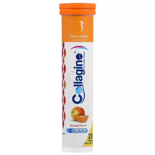 قرص جوشان کلاژن و ویتامین C کلاژینو (20 عددی) - طعم پرتقال