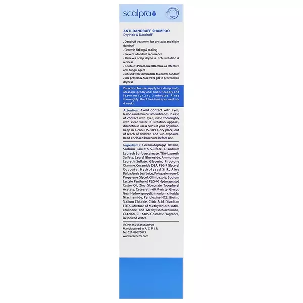 شامپو ضد شوره موهای خشک اسکالپیا (200 میل)