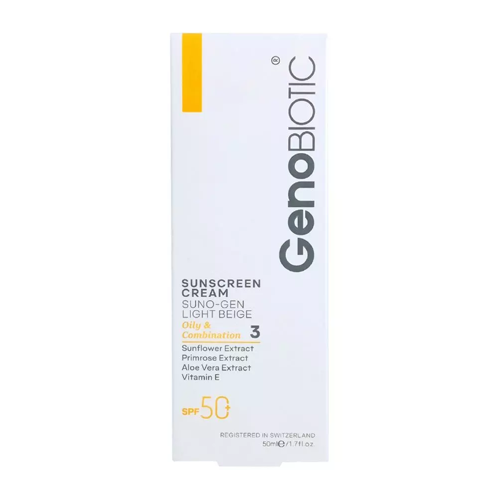 کرم ضد آفتاب بژ روشن SPF50 ژنوبایوتیک