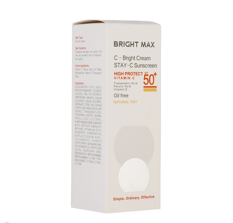 کرم ضد آفتاب رنگی ویتامین سی برایت مکس SPF50 با رنگ بژ طبیعی