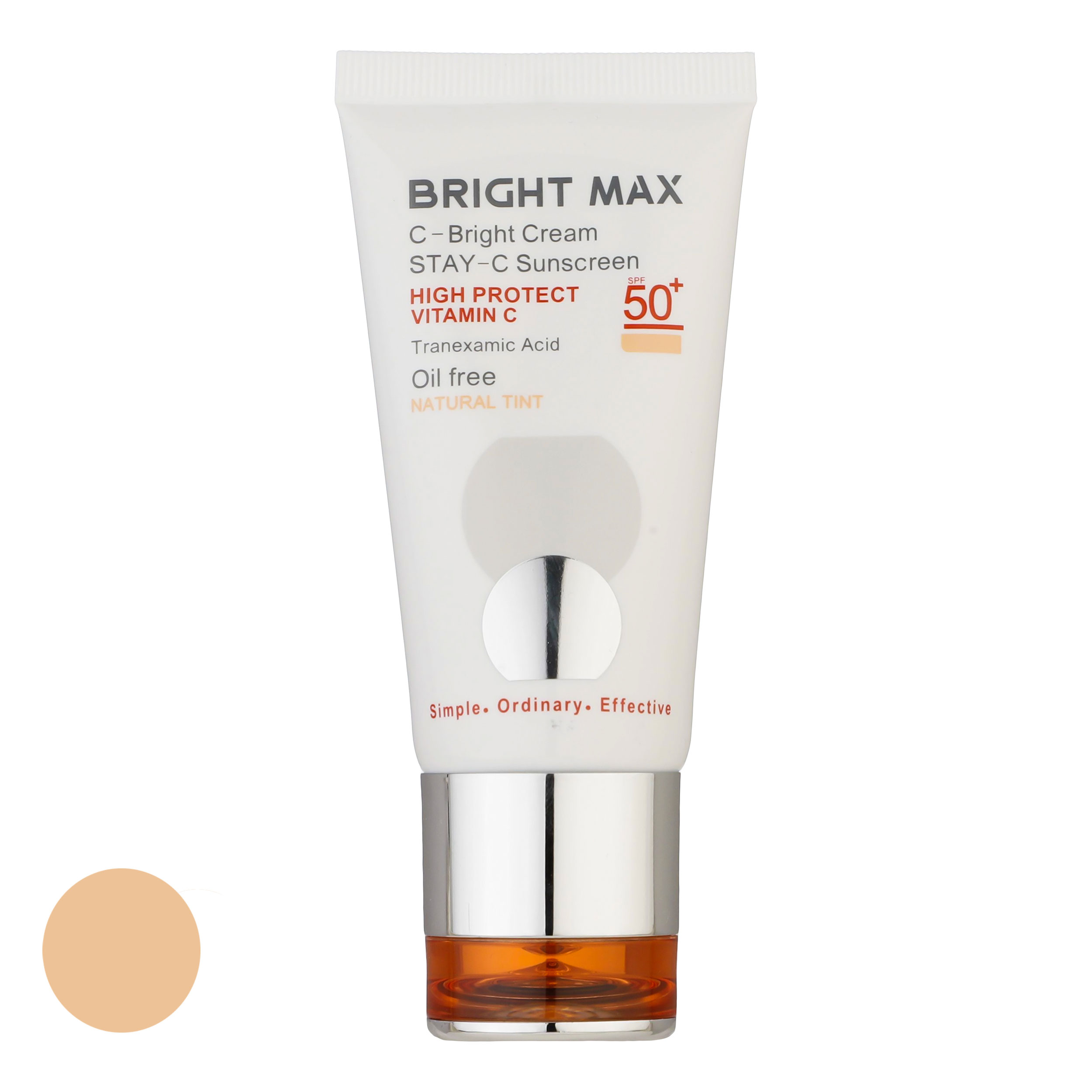 کرم ضد آفتاب رنگی ویتامین سی برایت مکس SPF50 با رنگ بژ طبیعی