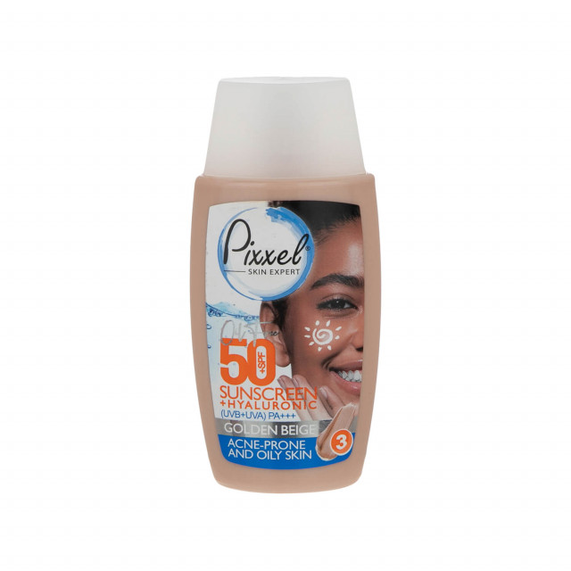 کرم ضد آفتاب پیکسل SPF 50 مناسب پوست های چرب، جوش دار و مختلط شماره 3 - بژ طلایی