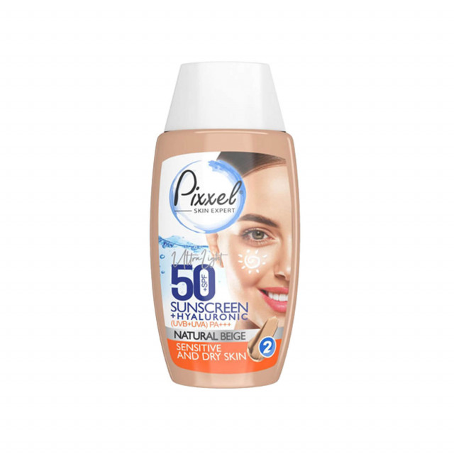 کرم ضد آفتاب پیکسل SPF 50 مناسب پوست های خشک تا نرمال و حساس شماره 2- بژ طبیعی