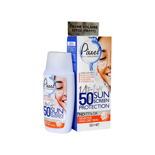 کرم ضد آفتاب پیکسل SPF 50 مناسب پوست های خشک تا نرمال و حساس - بی رنگ
