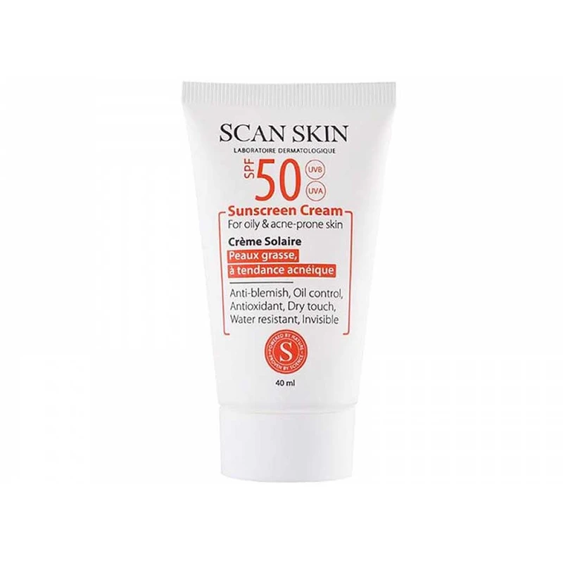 کرم ضد آفتاب بی رنگ پوست چرب اسکن اسکین SPF50 (کنترل چربی، ضد جوش)