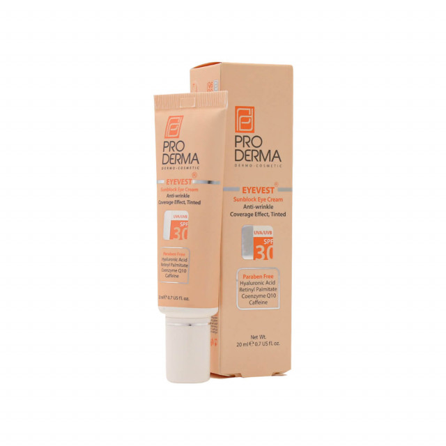 کرم پوشاننده و ضد چروک رنگی دور چشم SPF30 پرودرما