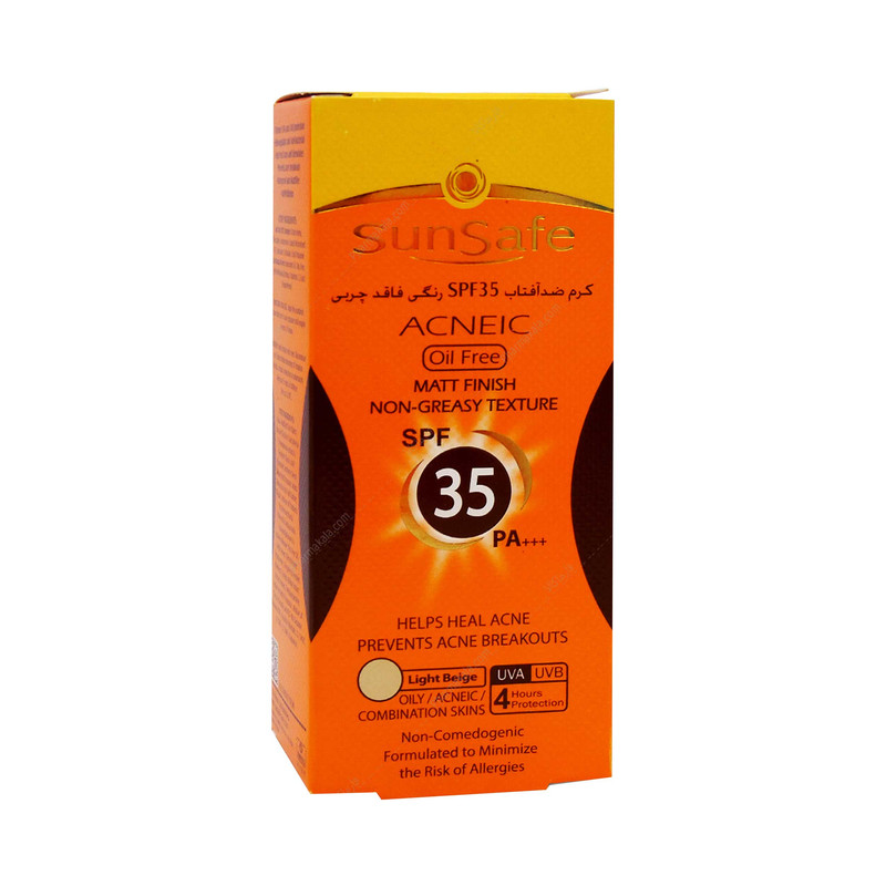 ضد آفتاب آنتی آکنه SPF35 سان سیف (بژ روشن) | کنترل چربی، ضد جوش، مات کننده