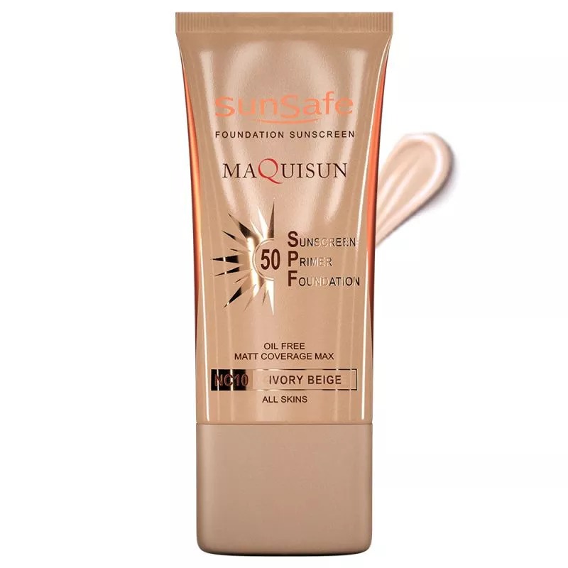 ضد آفتاب کرم پودری مکیسان SPF50 سان سیف (بژ عاجی) | پوشش دهی، مات کننده، ضد آب