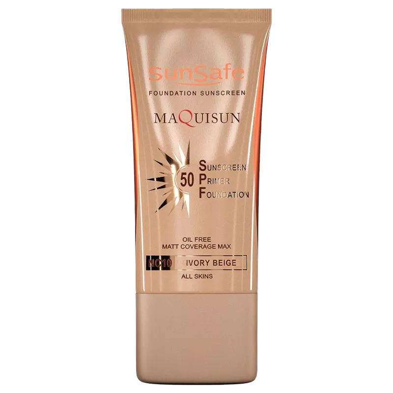 ضد آفتاب کرم پودری مکیسان SPF50 سان سیف (بژ عاجی) | پوشش دهی، مات کننده، ضد آب