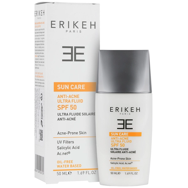 فلوئید ضد آفتاب و ضد جوش اریکه SPF50 (بی رنگ): محافظت کامل برای پوست چرب و جوش‌زا