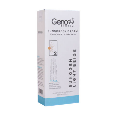 کرم ضد آفتاب پوست خشک ژنوبایوتیک SPF50: محافظت فیزیکی قوی و آبرسان (2 رنگ)