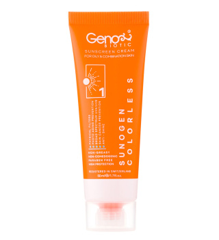 ضد آفتاب بی رنگ SPF50 ژنوبایوتیک: محافظت کامل و کنترل چربی برای پوست چرب و مختلط