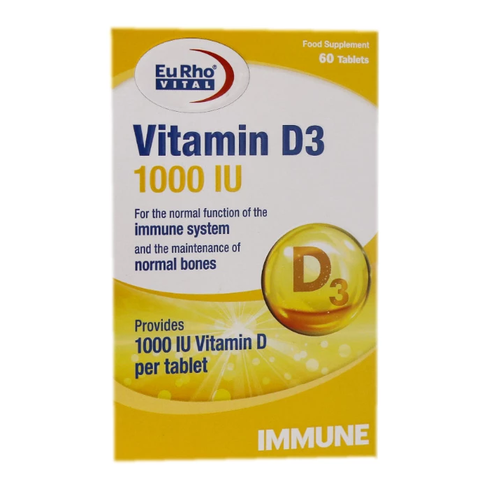 قرص ویتامین D3 1000 واحدی یوروویتال - 60 عددی